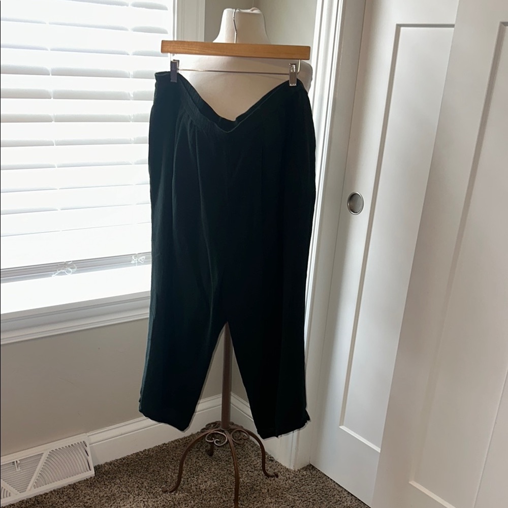 Eileen Fisher Dark Gray Silk Pants Size Large Vintage Chino Pull On Pants